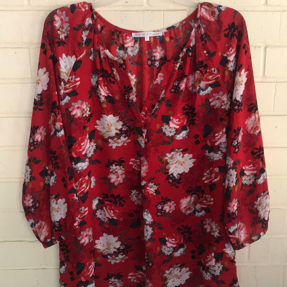 Red floral top